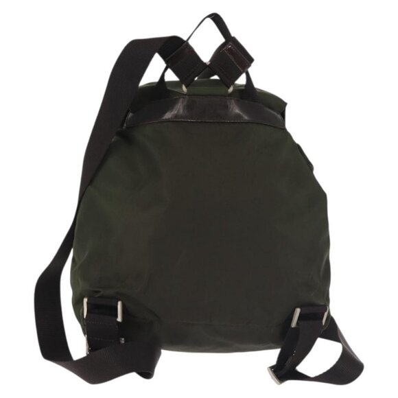 PRADA Backpack Nylon Khaki Silver Auth hk3056 - Picture 3 of 16